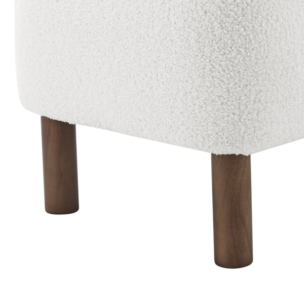 Beatrice Upholstered Accent Stool with Foam Seat and Solid Walnut Wood Legs