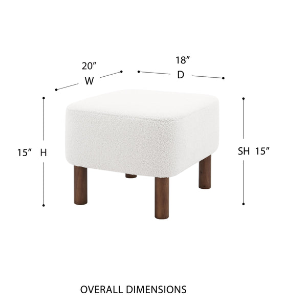 Beatrice Upholstered Accent Stool with Foam Seat and Solid Walnut Wood Legs