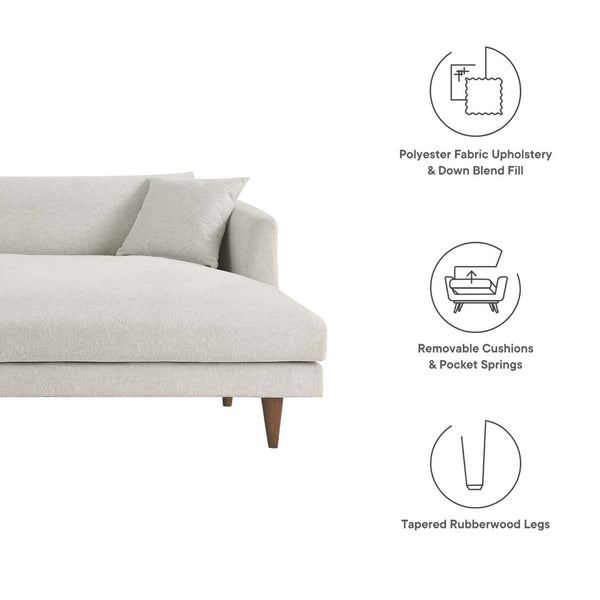 Modway Furniture Zoya Right-Facing Down-Filled Sectional Sofa - Luxurious Comfort for Modern Living Rooms & Family Spaces Heathered Weave Ivory EEI-6612-HEI