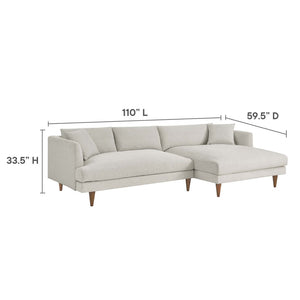 Modway Furniture Zoya Right-Facing Down-Filled Sectional Sofa - Luxurious Comfort for Modern Living Rooms & Family Spaces Heathered Weave Ivory EEI-6612-HEI