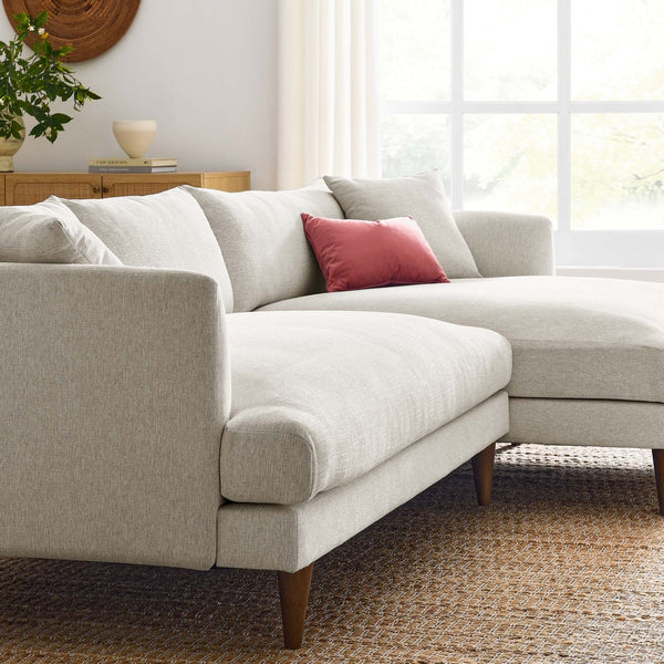 Modway Furniture Zoya Right-Facing Down-Filled Sectional Sofa - Luxurious Comfort for Modern Living Rooms & Family Spaces Heathered Weave Ivory EEI-6612-HEI