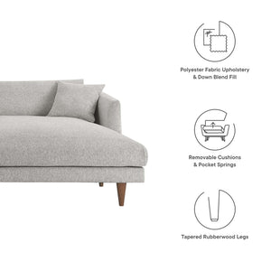 Modway Furniture Zoya Right-Facing Down-Filled Sectional Sofa - Luxurious Comfort for Modern Living Rooms & Family Spaces Heathered Weave Light Gray EEI-6612-HLG