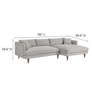 Modway Furniture Zoya Right-Facing Down-Filled Sectional Sofa - Luxurious Comfort for Modern Living Rooms & Family Spaces Heathered Weave Light Gray EEI-6612-HLG