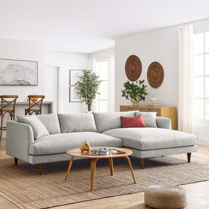 Modway Furniture Zoya Right-Facing Down-Filled Sectional Sofa - Luxurious Comfort for Modern Living Rooms & Family Spaces Heathered Weave Light Gray EEI-6612-HLG