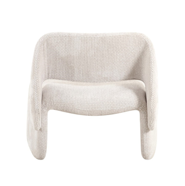 Pasargad Home Zarina Modern Accent Chair - Sculptural Ivory Upholstery For Stylish Comfort & Elegance Ivory Polyester Pzw-21101