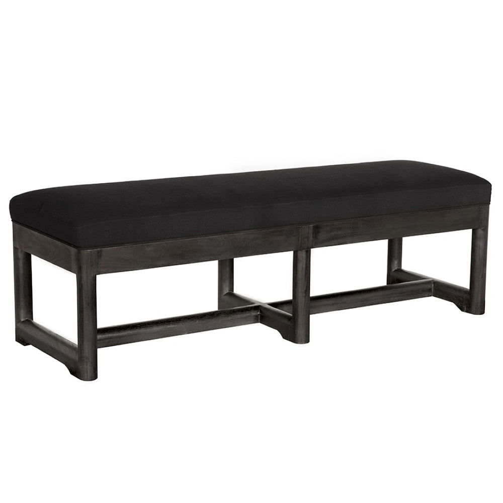 Noir Charles Bench - Modern Elegance with Burnt Black Wood Frame & Black Cotton Cushion for Versatile Use EG-14BB