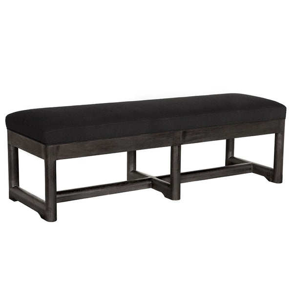 Noir Charles Bench - Modern Elegance with Burnt Black Wood Frame & Black Cotton Cushion for Versatile Use EG-14BB