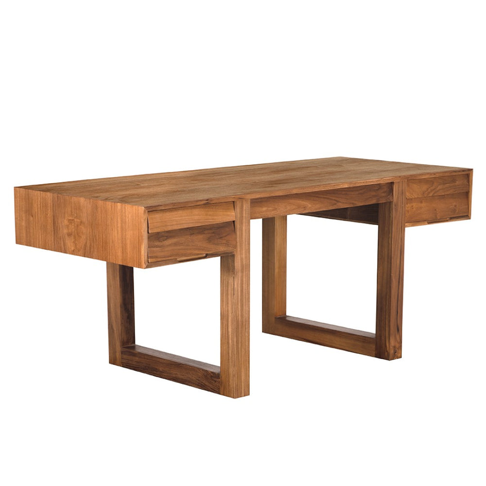 Noir Newton Desk, Teak - Scandinavian Minimalist Design with Ample Storage for Modern Workspaces & Studios EG-19T