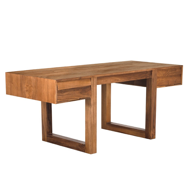 Noir Newton Desk, Teak - Scandinavian Minimalist Design with Ample Storage for Modern Workspaces & Studios EG-19T