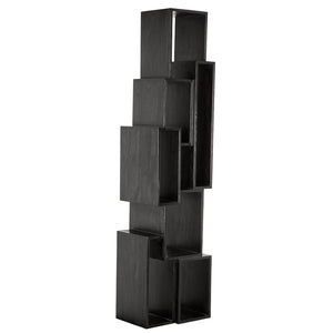 Noir Lincoln Tower Sculptural Shelving Unit - Asymmetrical Design, Charcoal Finish, Ideal for Modern Spaces EG-25CHB