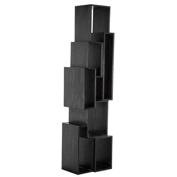 Noir Lincoln Tower Sculptural Shelving Unit - Asymmetrical Design, Charcoal Finish, Ideal for Modern Spaces EG-25CHB
