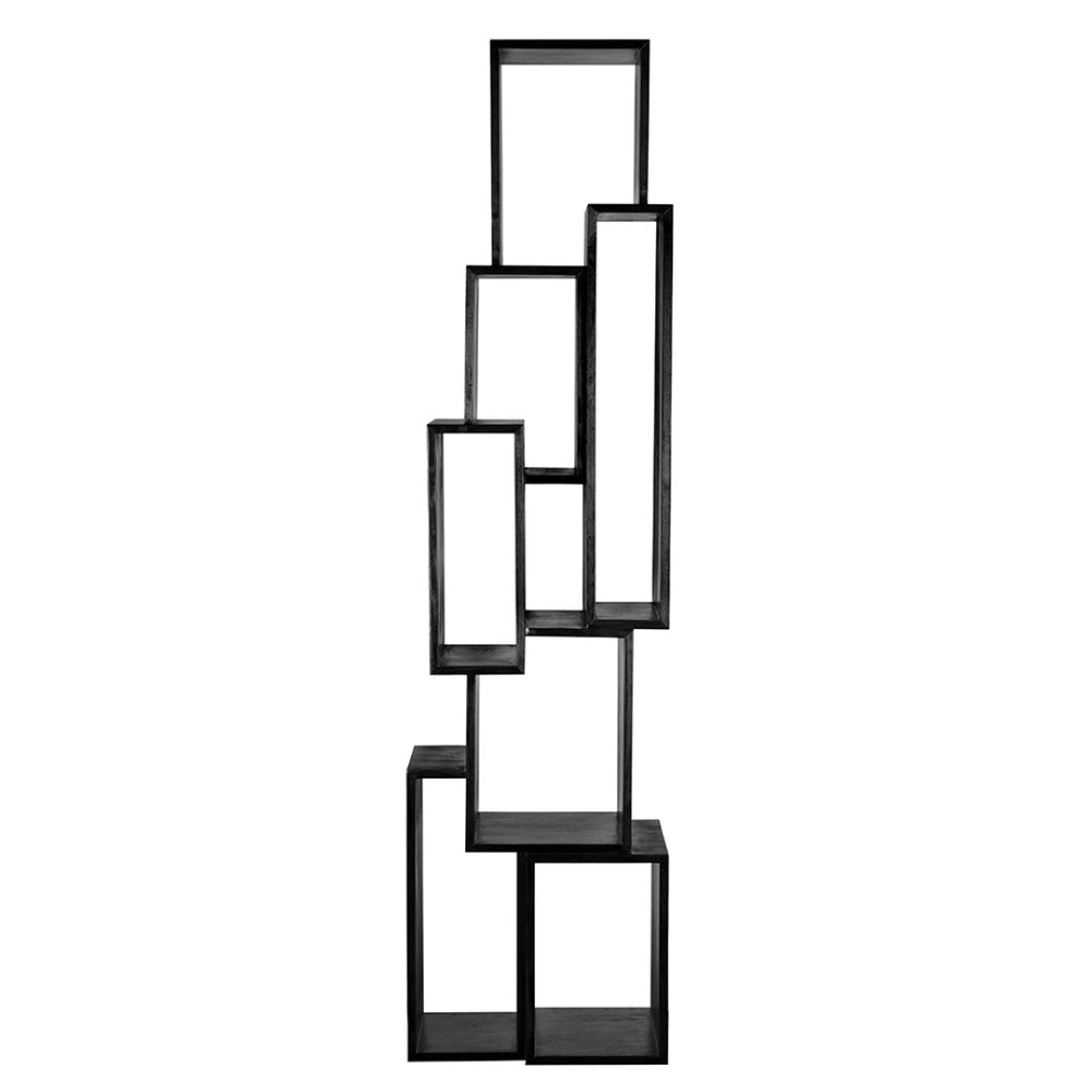 Noir Lincoln Tower Sculptural Shelving Unit - Asymmetrical Design, Charcoal Finish, Ideal for Modern Spaces EG-25CHB