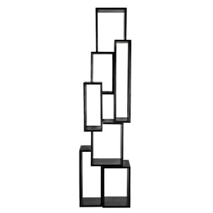 Noir Lincoln Tower Sculptural Shelving Unit - Asymmetrical Design, Charcoal Finish, Ideal for Modern Spaces EG-25CHB