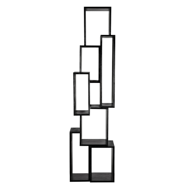 Noir Lincoln Tower Sculptural Shelving Unit - Asymmetrical Design, Charcoal Finish, Ideal for Modern Spaces EG-25CHB