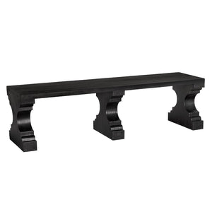 Noir Stern Long Bench - Sculptural Pedestal Design in Hand-Rubbed Burnt Black for Modern Interiors EG-7BB