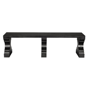 Noir Stern Long Bench - Sculptural Pedestal Design in Hand-Rubbed Burnt Black for Modern Interiors EG-7BB