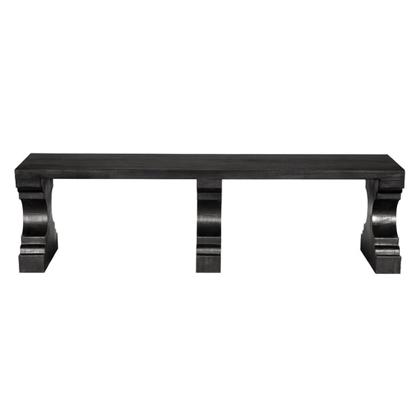 Noir Stern Long Bench - Sculptural Pedestal Design in Hand-Rubbed Burnt Black for Modern Interiors EG-7BB