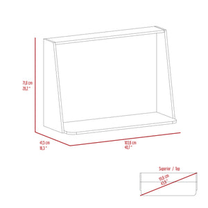 English Elm Zambia Mahogany/White Wall Desk with Single Shelf — Space-Saving Particle Board Workstation for Small Rooms B07092056