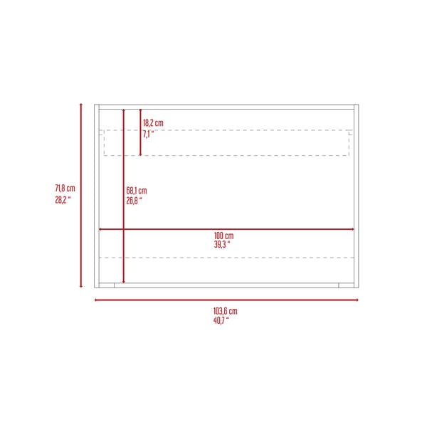 English Elm Zambia Mahogany/White Wall Desk with Single Shelf — Space-Saving Particle Board Workstation for Small Rooms B07092056