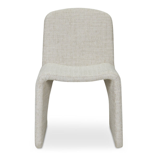 Moe's Home Ella Dining Chair - Elegant Oval Design With Soft Foam Cushioning And Durable Iron Frame For Comfort Beige Upholstery, 100% Polyester,Iron Frame Eh-1114-34