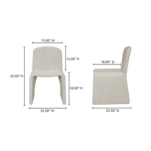 Moe's Home Ella Dining Chair - Elegant Oval Design With Soft Foam Cushioning And Durable Iron Frame For Comfort Beige Upholstery, 100% Polyester,Iron Frame Eh-1114-34