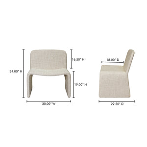 Moe's Home Ella Accent Chair: Elegant Oval Design With Ergonomic Comfort, Soft Cushions & No Assembly Needed Beige Upholstery, 100% Polyester,Iron Frame Eh-1115-34