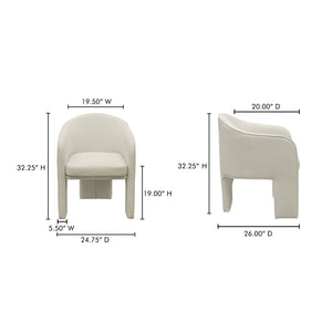 Moe's Home Clara Dining Chair - Elegantly Upholstered Comfort With Durable Materials For Stylish Dining Spaces Beige 100% Polystery,Iron Frame Eh-1116-34
