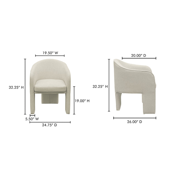 Moe's Home Clara Dining Chair - Elegantly Upholstered Comfort With Durable Materials For Stylish Dining Spaces Beige 100% Polystery,Iron Frame Eh-1116-34