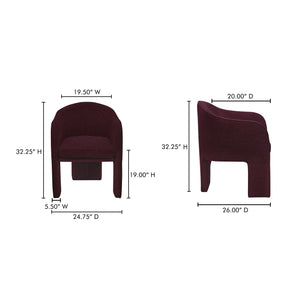 Moe's Home Clara Dining Chair - Elegantly Upholstered Comfort With Durable Materials For Stylish Dining Spaces Purple 100% Polystery,Iron Frame Eh-1116-38