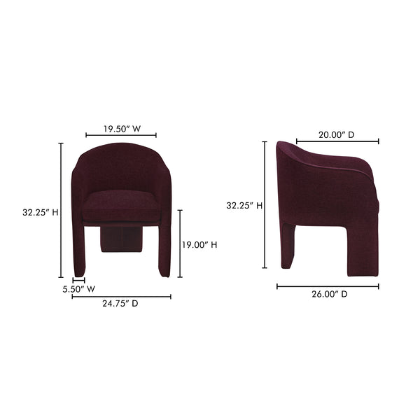 Moe's Home Clara Dining Chair - Elegantly Upholstered Comfort With Durable Materials For Stylish Dining Spaces Purple 100% Polystery,Iron Frame Eh-1116-38