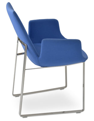 Soho Concept Eiffel Sled Armchair In Luxurious Camira Wool - Durable & Elegant Dining Chair With 10-year Guarantee Blue  Soho-concept-dining-chair-03671
