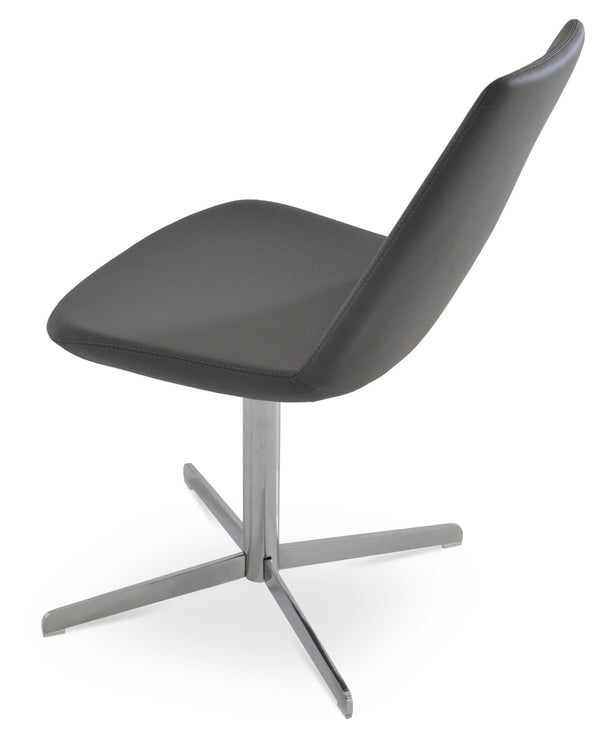 Soho Concept Eiffel 4 Star Swivel Chair - Stylish Dining Chair With Chrome Base, Leatherette, 2-year Guarantee Chrome,Grey  Soho-concept-dining-chair-02651