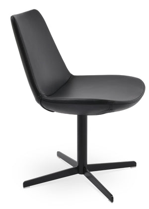 Soho Concept Eiffel 4 Star Swivel Chair - Stylish Dining Chair With Chrome Base, Leatherette, 2-year Guarantee Black  Soho-concept-dining-chair-02657