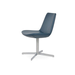 Soho Concept Eiffel 4 Star Swivel Chair - Stylish Dining Chair With Chrome Base, Leatherette, 2-year Guarantee Chrome,Blue  Soho-concept-dining-chair-02646