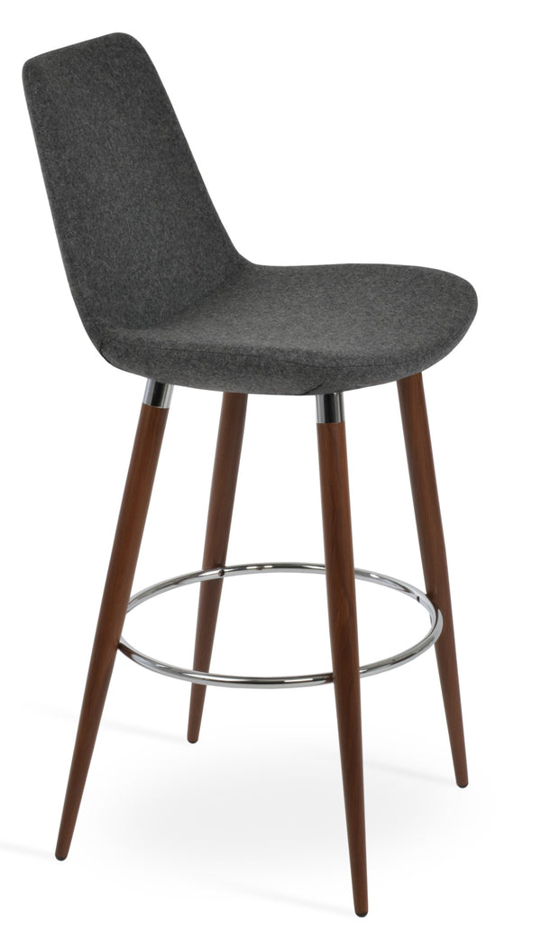Soho Concept Eiffel Stylish Barstools & Counterstools In Camira Wool Fabric – Durable, Modern Design With 10-year Guarantee Walnut,Dark Grey  Soho-concept-dining-chair-08127