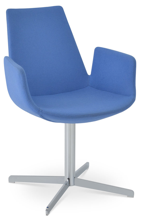 Soho Concept Eiffel Arm Galata Dining Chair - Premium Boucle, Velvet & Nubuck Fabrics, 10-year Guarantee, Stylish Finish Chrome,Blue Steel Tubular Legs Soho-concept-dining-chair-03002
