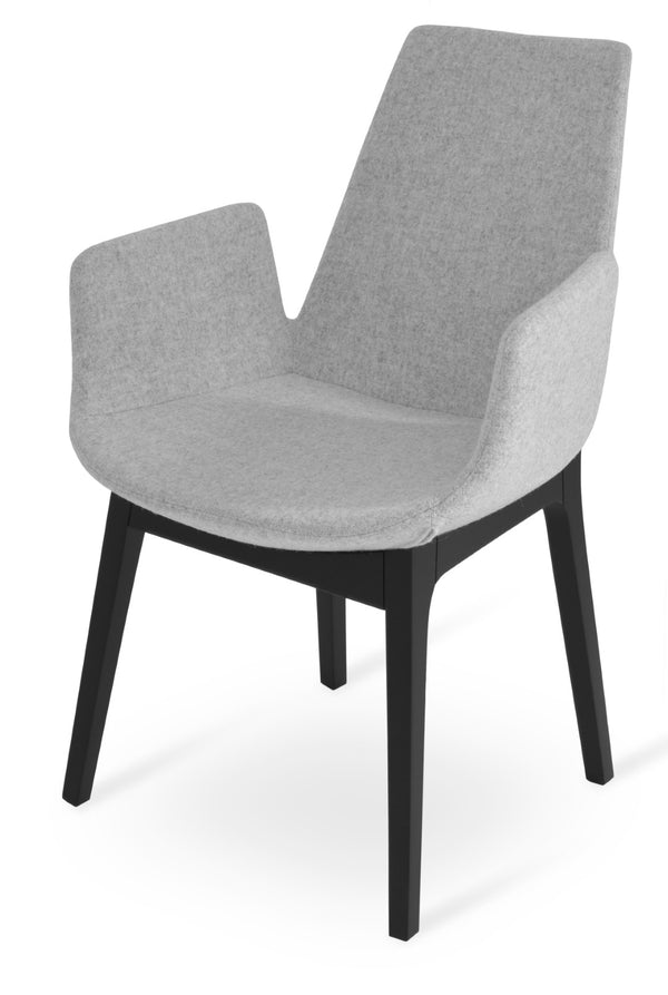Soho Concept Eiffel Arm Wood Counter & Bar Dining Chair - Solid Wood, Wool Upholstery, 10-year Guarantee, Dark Grey Silver  Soho-concept-dining-chair-03003