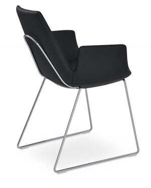 Soho Concept Eiffel Arm Wire Bar & Counter Chair Collection - Stylish Leatherette Upholstery, 2-year Guarantee! Chrome,Black  Soho-concept-dining-chair-03009