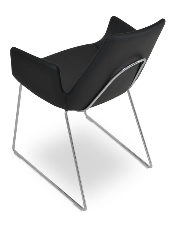 Soho Concept Eiffel Arm Wire Bar & Counter Chair Collection - Stylish Leatherette Upholstery, 2-year Guarantee! Chrome,Black  Soho-concept-dining-chair-03009