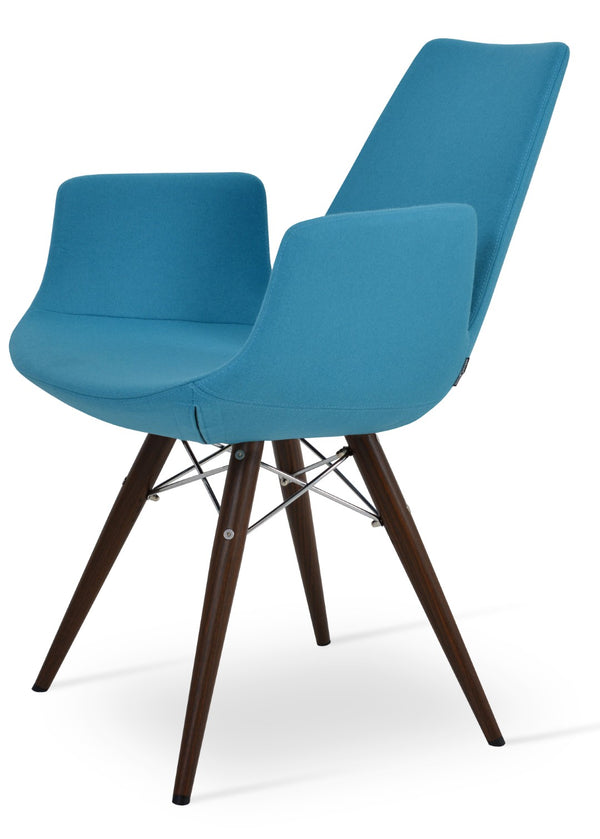 Soho Concept Eiffel Arm Pyramid-mw Dining Chair In Camira Blazer Wool With 10-year Guarantee & Elegant Design Walnut,Turquoise  Soho-concept-dining-chair-03015