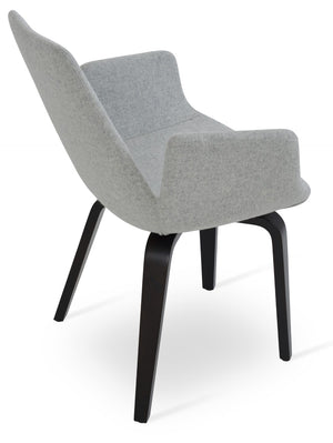 Soho Concept Eiffel Arm Wood Counter & Bar Dining Chair - Solid Wood, Wool Upholstery, 10-year Guarantee, Dark Grey Silver  Soho-concept-dining-chair-03024
