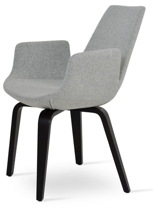Soho Concept Eiffel Arm Wood Counter & Bar Dining Chair - Solid Wood, Wool Upholstery, 10-year Guarantee, Dark Grey Silver  Soho-concept-dining-chair-03024