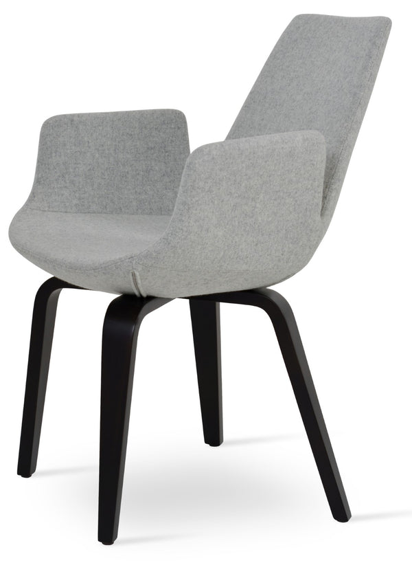 Soho Concept Eiffel Arm Wood Counter & Bar Dining Chair - Solid Wood, Wool Upholstery, 10-year Guarantee, Dark Grey Silver  Soho-concept-dining-chair-03024