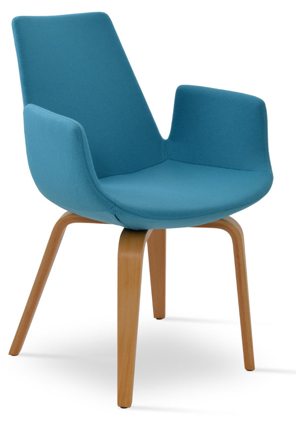 Soho Concept Eiffel Arm Wood Counter & Bar Dining Chair - Solid Wood, Wool Upholstery, 10-year Guarantee, Dark Grey Natural,Turquoise  Soho-concept-dining-chair-03019