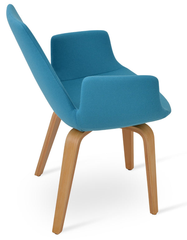 Soho Concept Eiffel Arm Wood Counter & Bar Dining Chair - Solid Wood, Wool Upholstery, 10-year Guarantee, Dark Grey Natural,Turquoise  Soho-concept-dining-chair-03019