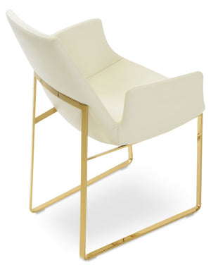 Soho Concept Eiffel Arm Wire Bar & Counter Chair - Elegant Camira Yoredale Boucle Fabric, 10-year Warranty, Gold Gold,Brass,Cream  Soho-concept-dining-chair-03028