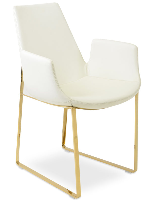 Soho Concept Eiffel Arm Wire Bar & Counter Chair - Elegant Camira Yoredale Boucle Fabric, 10-year Warranty, Gold Gold,Brass,Cream  Soho-concept-dining-chair-03028
