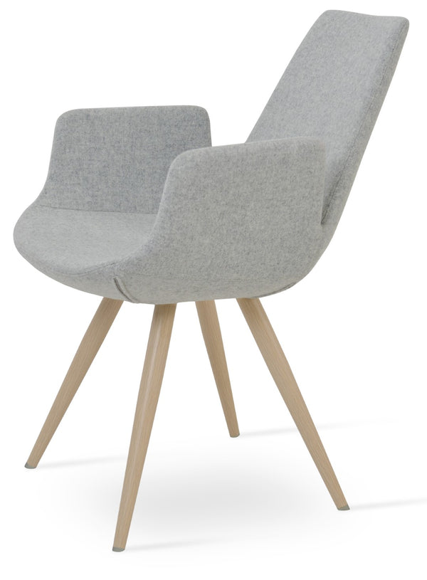 Soho Concept Eiffel Arm Wood Counter & Bar Dining Chair - Solid Wood, Wool Upholstery, 10-year Guarantee, Dark Grey Natural,Silver  Soho-concept-dining-chair-03045