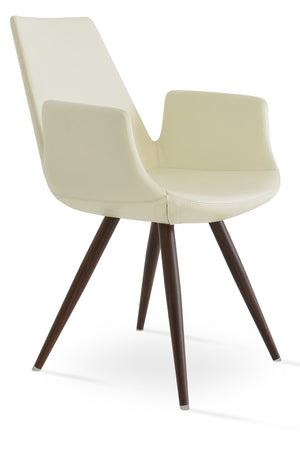 Soho Concept Eiffel Arm Wood Counter & Bar Dining Chair - Solid Wood, Wool Upholstery, 10-year Guarantee, Dark Grey Walnut,Cream  Soho-concept-dining-chair-03050