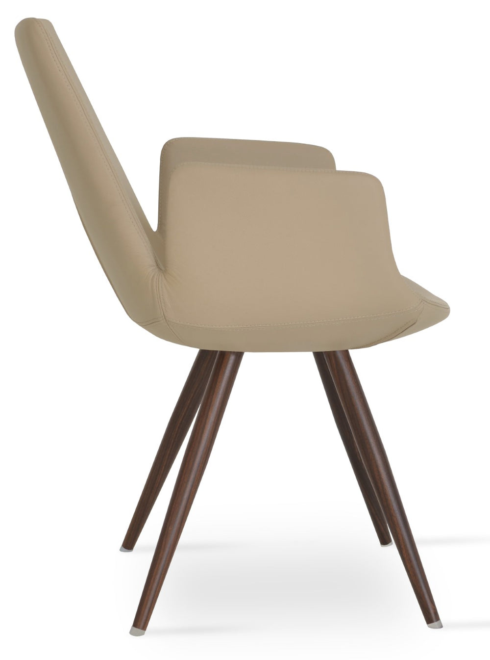 Soho Concept Eiffel Arm Pr-wood Dining Chair In Cream Leather & Walnut - 10-year Guarantee, Stylish Comfort & Durability Walnut  Soho-concept-dining-chair-03047